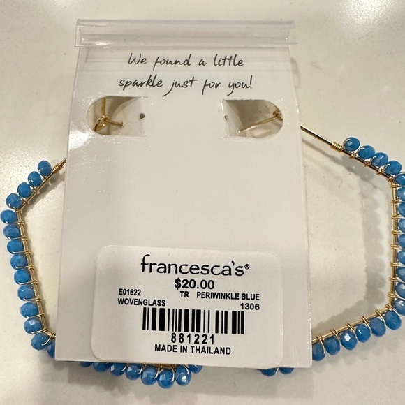 Francesca's Collections Blue and Gold Beaded Hoop Earrings - NWT - Picture 5 of 6